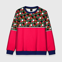 Свитшот детский Красно-серый клетчатый узор, цвет: 3D-синий