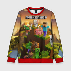 Свитшот детский Александр Minecraft, цвет: 3D-красный