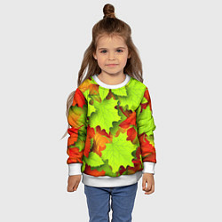 Свитшот детский Зелёные осенние листья, цвет: 3D-белый — фото 2