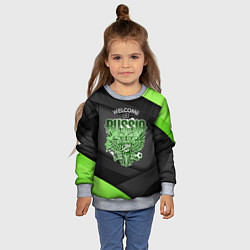 Свитшот детский Герб России - спортивный черно-зеленый стиль, цвет: 3D-меланж — фото 2