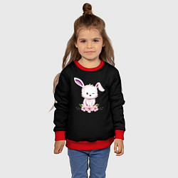 Свитшот детский Крольчонок С Цветами На Чёрном Фоне, цвет: 3D-красный — фото 2