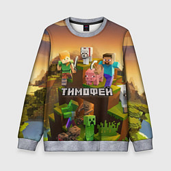 Свитшот детский Тимофей Minecraft, цвет: 3D-меланж