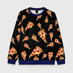Свитшот детский Куски пиццы на черном фоне, цвет: 3D-синий
