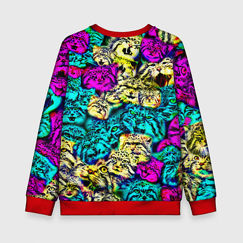 Детский свитшот Психоделические манулы / 3D-Красный – фото 2