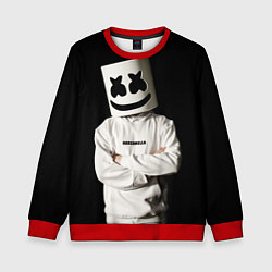Свитшот детский Marshmello на чёрном фоне, цвет: 3D-красный