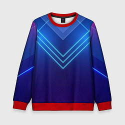 Свитшот детский Глубокий синий с неоновыми полосами, цвет: 3D-красный