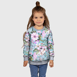 Свитшот детский Яблоня в цвету акварель, цвет: 3D-меланж — фото 2