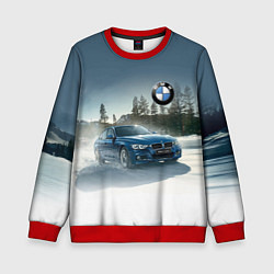 Свитшот детский Крутая бэха мчится по лесной дороге, цвет: 3D-красный