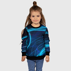 Свитшот детский Синие абстрактные линии в темноте, цвет: 3D-черный — фото 2