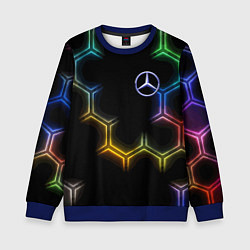 Свитшот детский Mercedes - neon pattern, цвет: 3D-синий