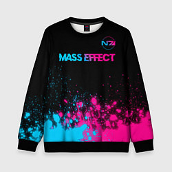 Свитшот детский Mass Effect - neon gradient: символ сверху, цвет: 3D-черный