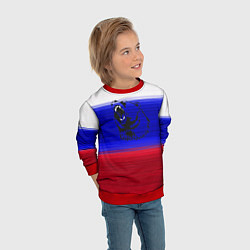 Свитшот детский Флаг России с медведем, цвет: 3D-красный — фото 2