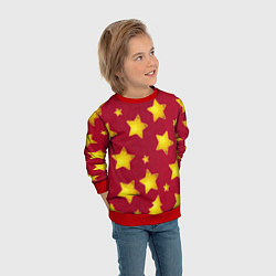Свитшот детский Золотые звезды и елки на красном, цвет: 3D-красный — фото 2
