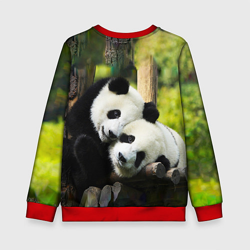 Детский свитшот Влюблённые панды / 3D-Красный – фото 2