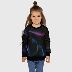 Свитшот детский Абстрактные фиолетовые волны, цвет: 3D-черный — фото 2