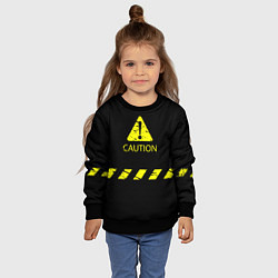 Свитшот детский CAUTION - Осторожно опасность, цвет: 3D-черный — фото 2