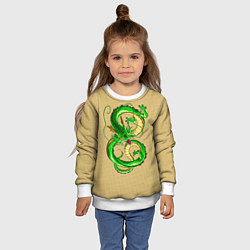Свитшот детский Зелёный дракон в форме цифры 8, цвет: 3D-белый — фото 2