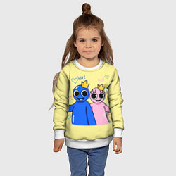 Свитшот детский Радужные друзья: Синий и Розовая, цвет: 3D-белый — фото 2