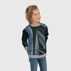 Свитшот детский Волнообразные синие пластины во тьме, цвет: 3D-меланж — фото 2