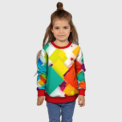 Свитшот детский Цветные геометрические квадраты, цвет: 3D-красный — фото 2