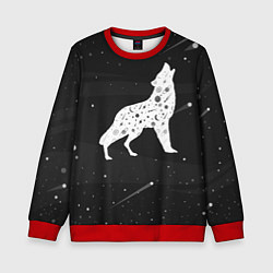 Свитшот детский Созвездие волка - волк из звезд, цвет: 3D-красный