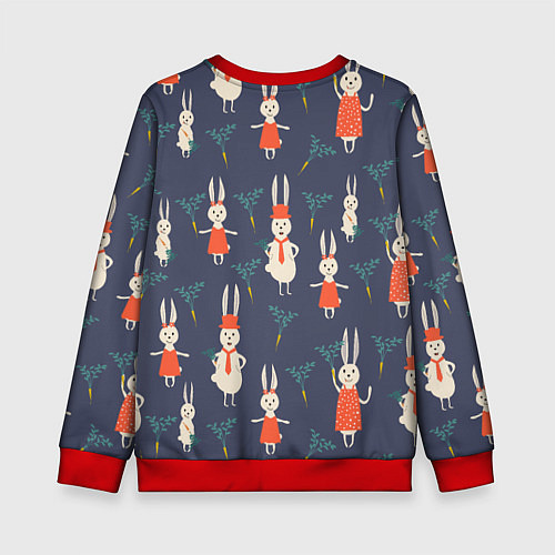 Детский свитшот Семья крольчат / 3D-Красный – фото 2