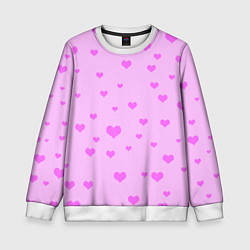 Свитшот детский Сердечки розовые абстракция, цвет: 3D-белый