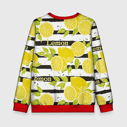 Детский свитшот Лимон на чёрно-белом фоне / 3D-Красный – фото 2
