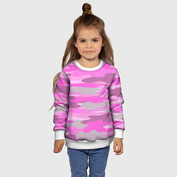 Свитшот детский Милитари детский девчачий розовый, цвет: 3D-белый — фото 2
