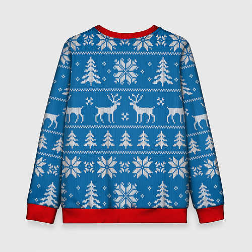 Детский свитшот Рождественский синий свитер с оленями / 3D-Красный – фото 2