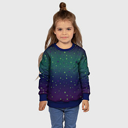 Свитшот детский Неоновые зеленые и сиреневые звезды на темно зелен, цвет: 3D-синий — фото 2
