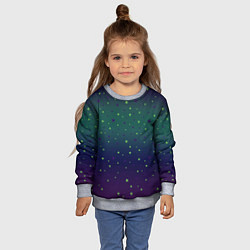 Свитшот детский Неоновые зеленые и сиреневые звезды на темно зелен, цвет: 3D-меланж — фото 2