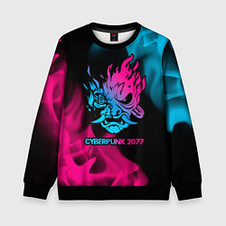 Свитшот детский Cyberpunk 2077 - neon gradient, цвет: 3D-черный