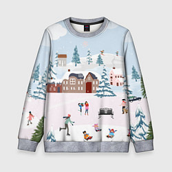 Свитшот детский Новый год - каникулы, цвет: 3D-меланж