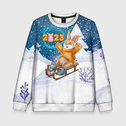 Детский свитшот Зайчик на санках 2023