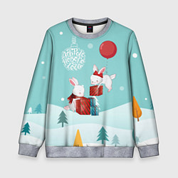 Детский свитшот Зайцы упаковывают подарки