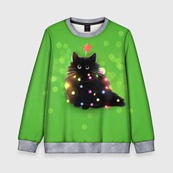 Детский свитшот Котик в гирлянде