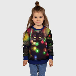 Свитшот детский Новый Год Кот, цвет: 3D-синий — фото 2