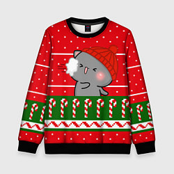 Детский свитшот Серый котик - игра в снежки