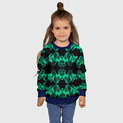 Свитшот детский Зелёные абстрактные полосы фракталов, цвет: 3D-синий — фото 2