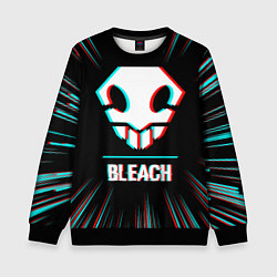 Детский свитшот Символ Bleach в стиле glitch на темном фоне