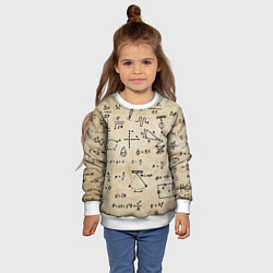 Свитшот детский Научные формулы на старой бумаге, цвет: 3D-белый — фото 2