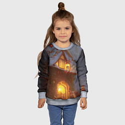 Свитшот детский Зимний загородный пейзаж с украшенным новогодним к, цвет: 3D-меланж — фото 2