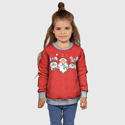 Свитшот детский Игрушечный дед Мороз и зайцы, цвет: 3D-меланж — фото 2