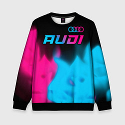 Свитшот детский Audi - neon gradient: символ сверху, цвет: 3D-черный