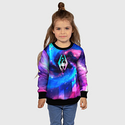 Свитшот детский Skyrim неоновый космос, цвет: 3D-черный — фото 2