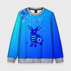 Свитшот детский Синий кролик и снежинки, цвет: 3D-меланж