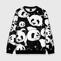 Свитшот детский С пандами паттерн, цвет: 3D-черный