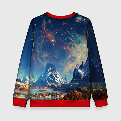 Детский свитшот Горы и бескрайний космос / 3D-Красный – фото 2