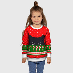 Свитшот детский Котик: новогодний свитер, цвет: 3D-белый — фото 2